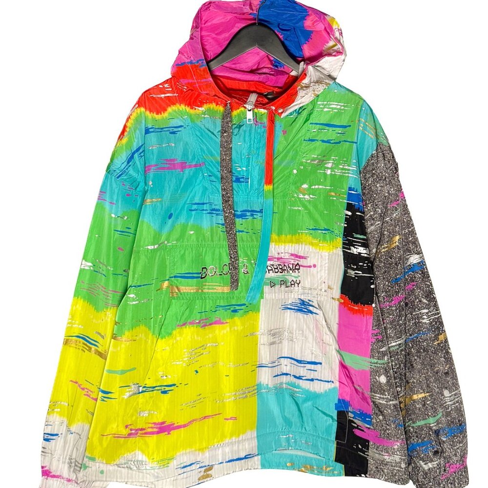 Dolce & Gabbana Multicolour Glitch Oversized Windbreaker